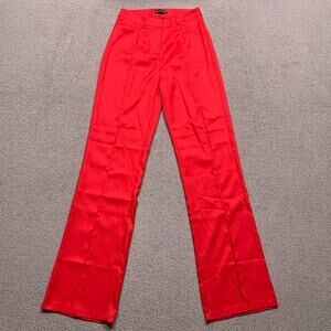 Pretty Little Thing Pants Women 6 Red High Waisted Straight Leg